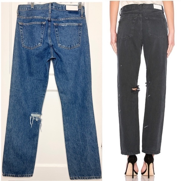 NWT RE/DONE 90s High Waist Destroyed Denim Straight Leg Relaxed Grunge Jean 26 - Picture 2 of 7
